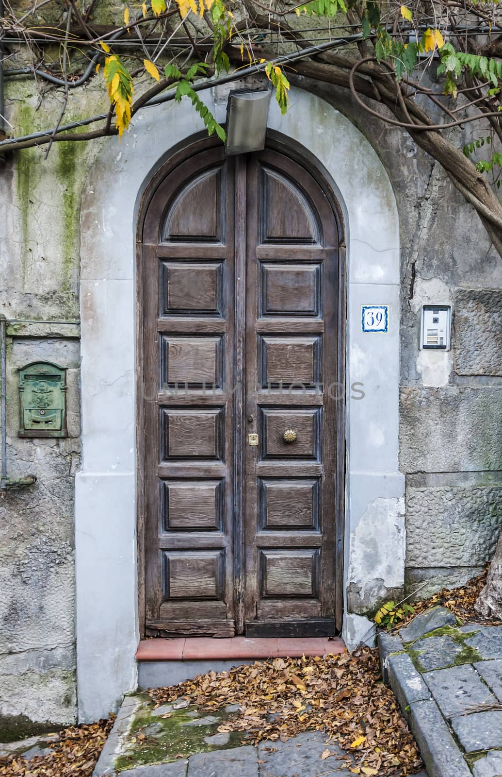 italian door in small village, Italy