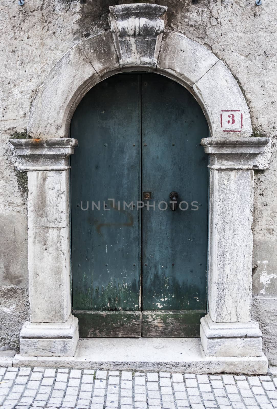 italian door in small village, Italy