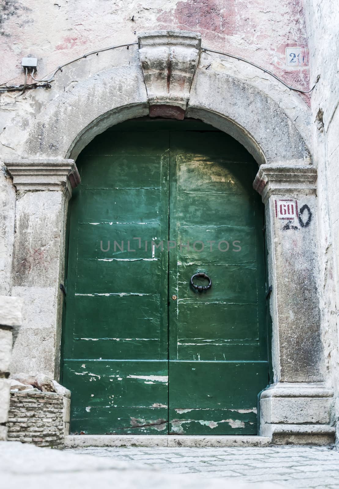 italian door in small village, Italy