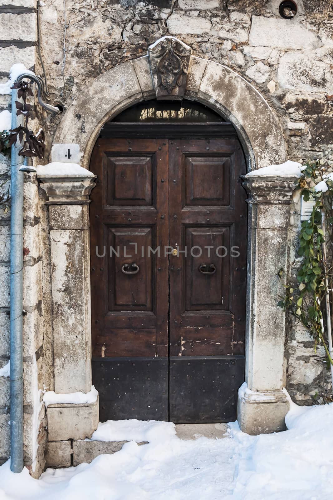 italian door in small village, Italy