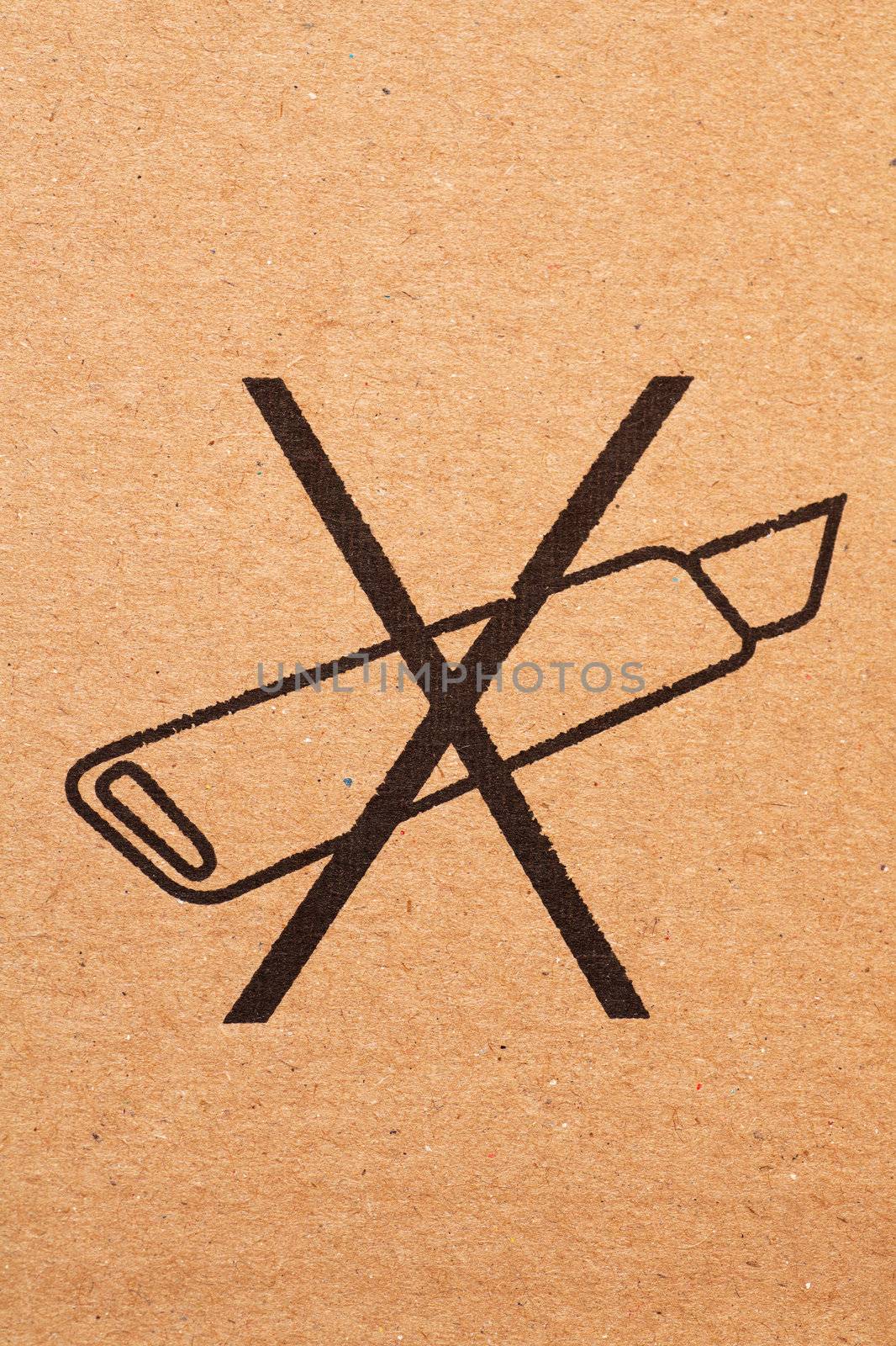 "Do not cut" sign on a cardboard box