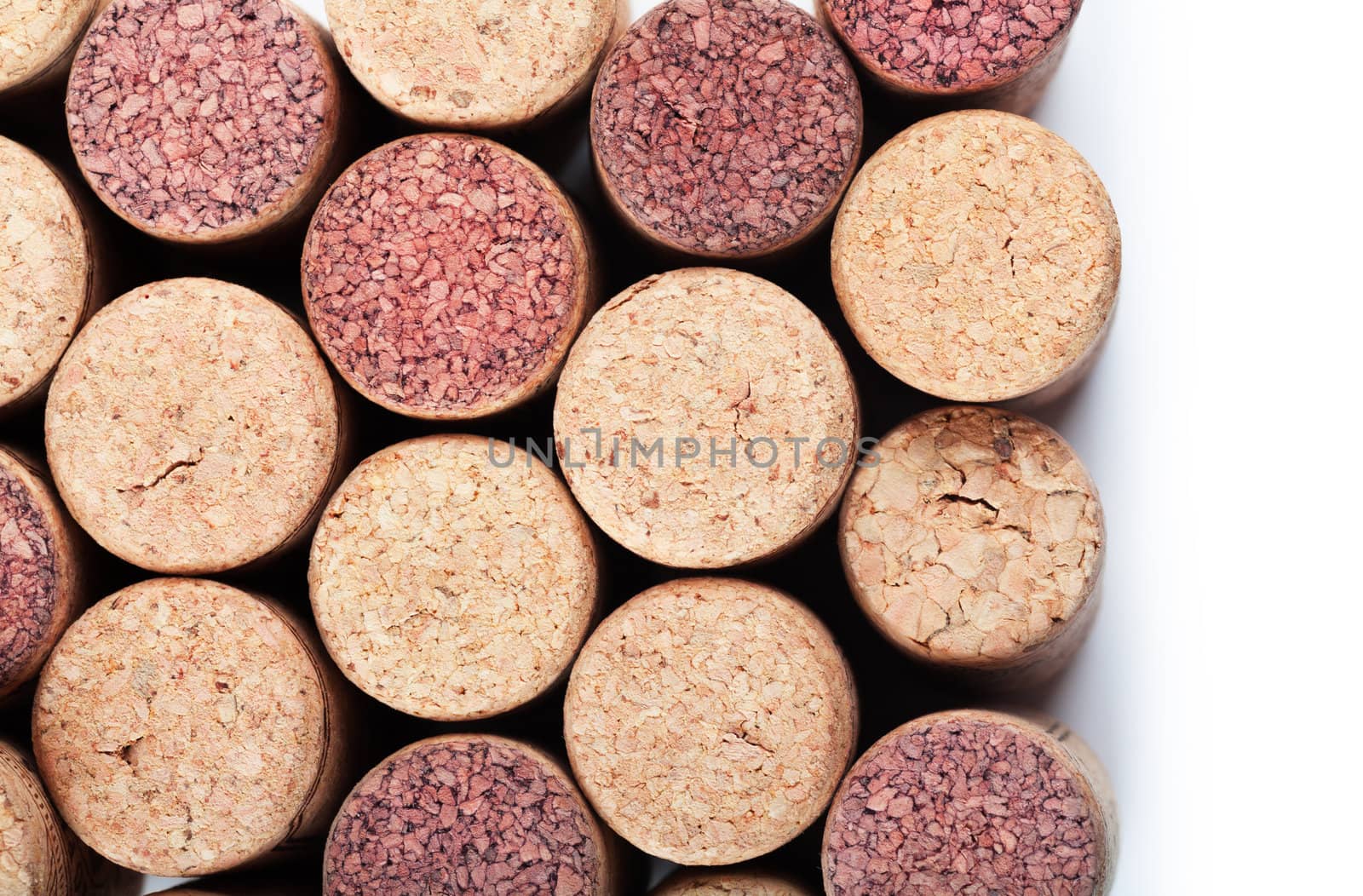 Closeup top view of wine corks