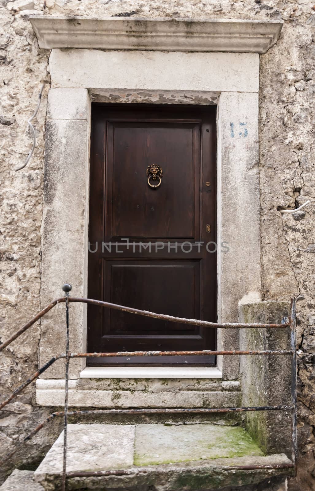 italian door in small village, Italy