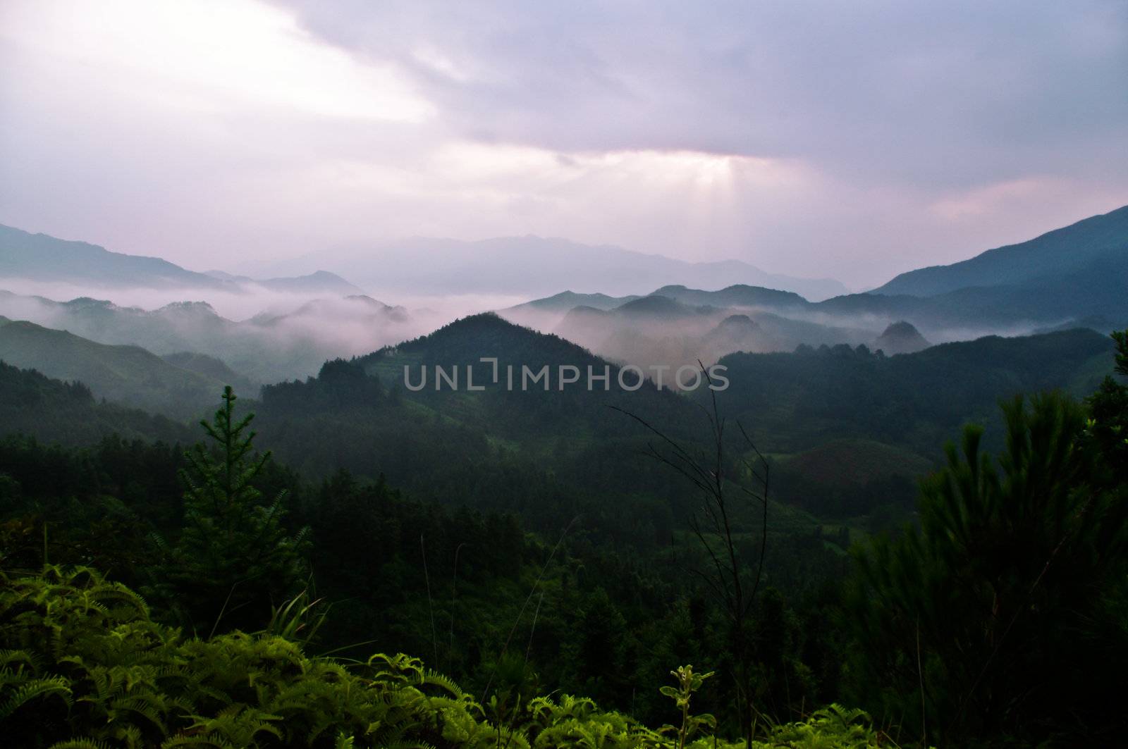 sunset at karst landform of chinese Guilin