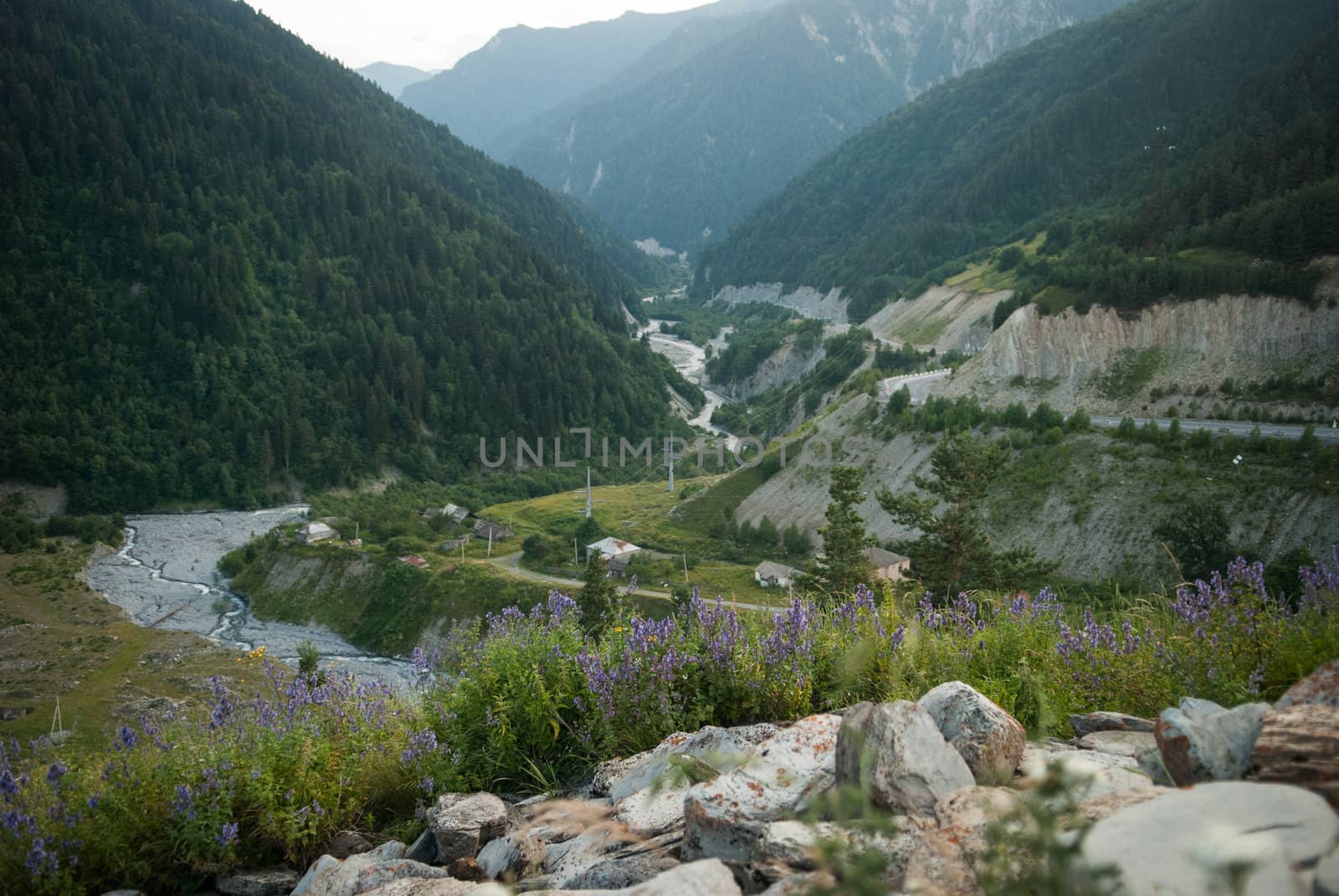 Caucasian Mountains in South Ossetia in summer