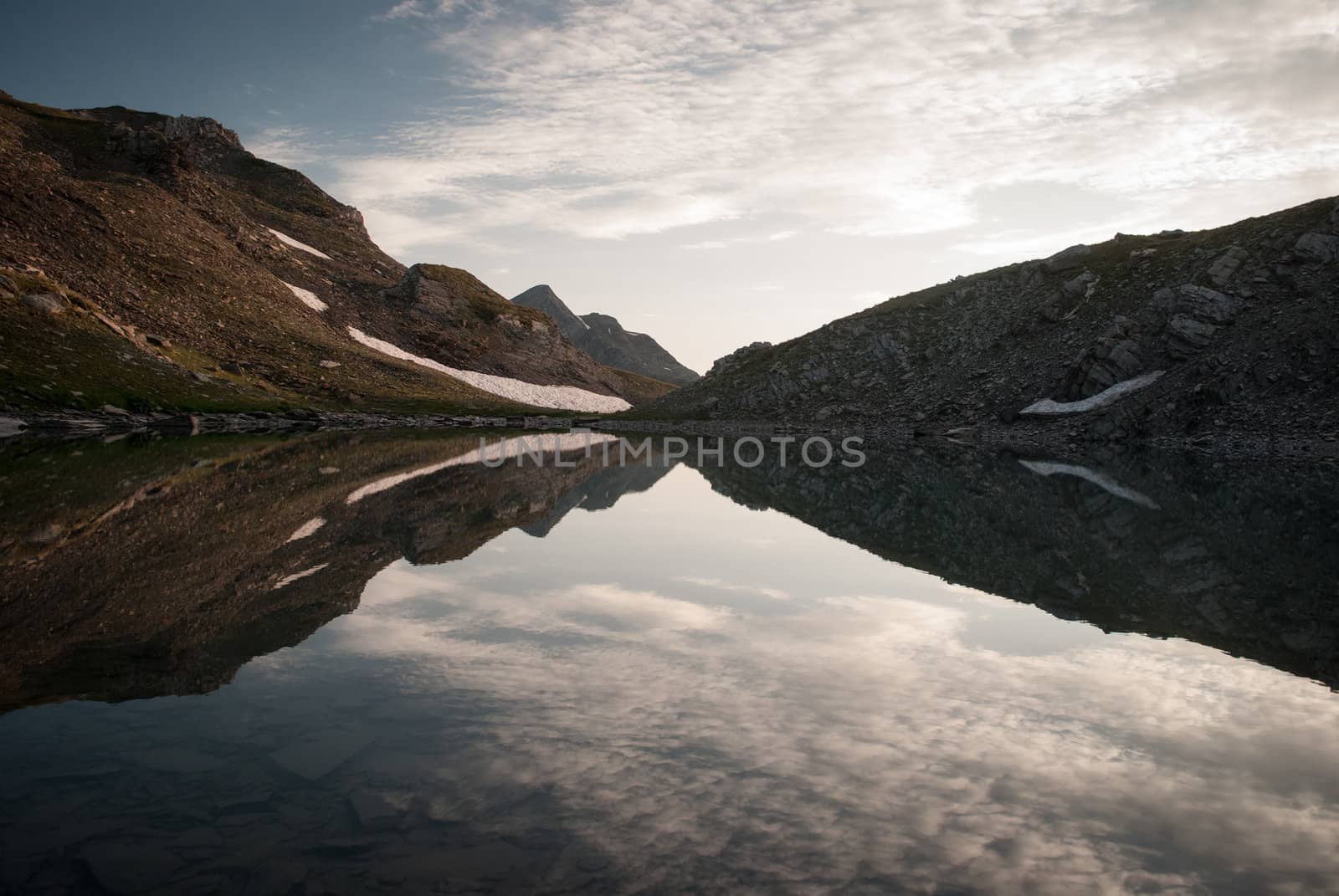 Mountain lake in Caucasian mountains in summer