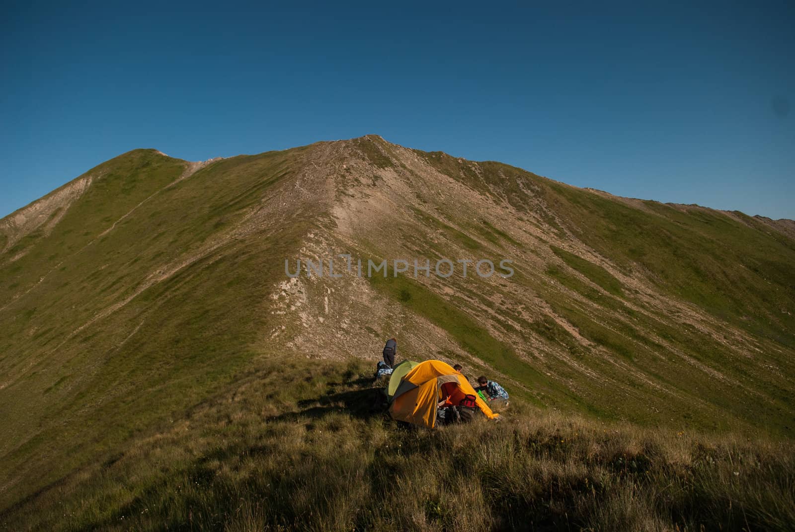 Camp in Caucasian mountains in summer, South Ossetia