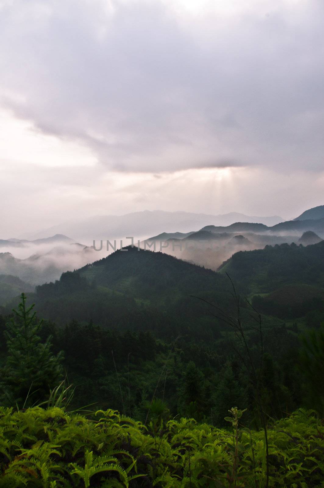 sunset at karst landform of chinese Guilin