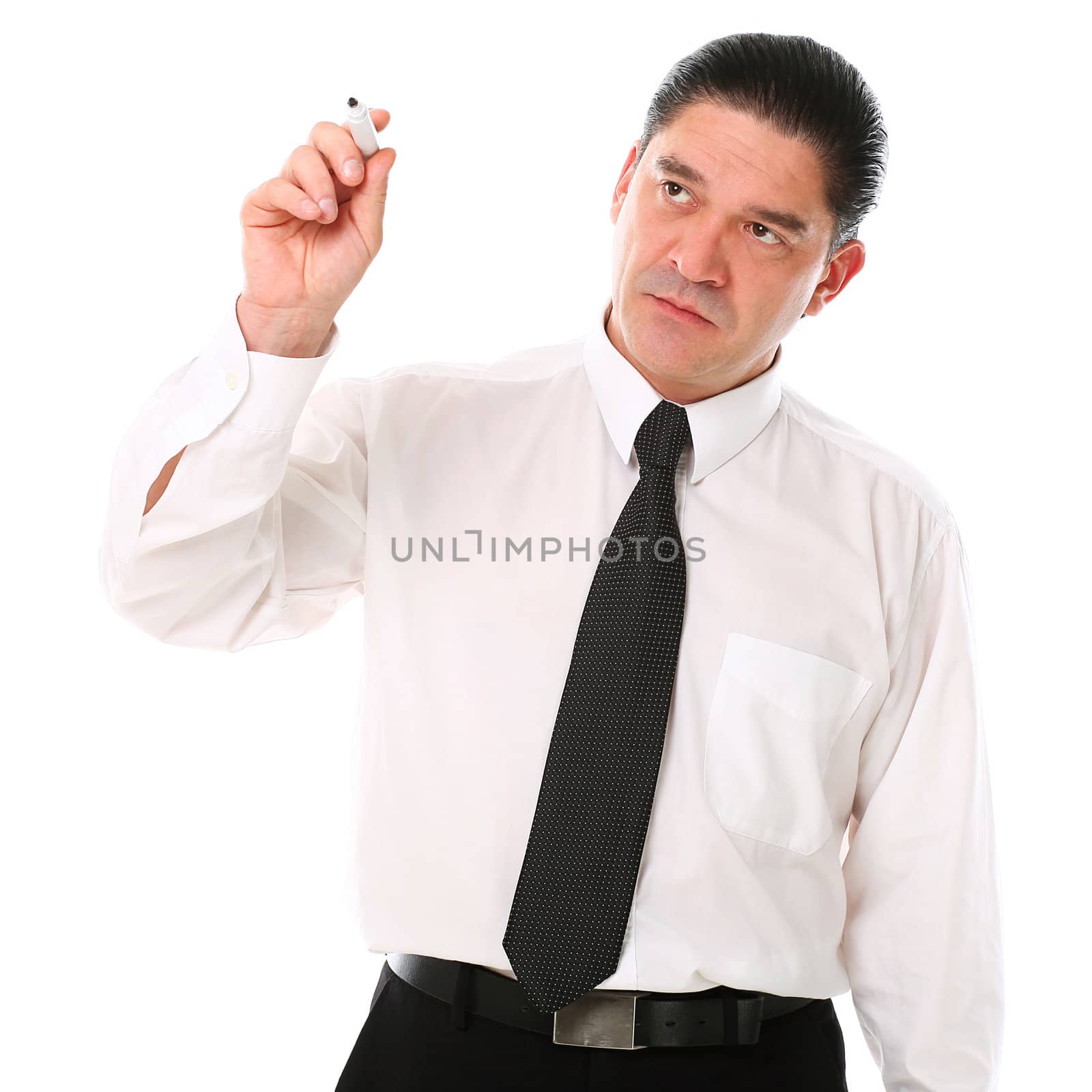Mid aged businessman holding marker in his hand