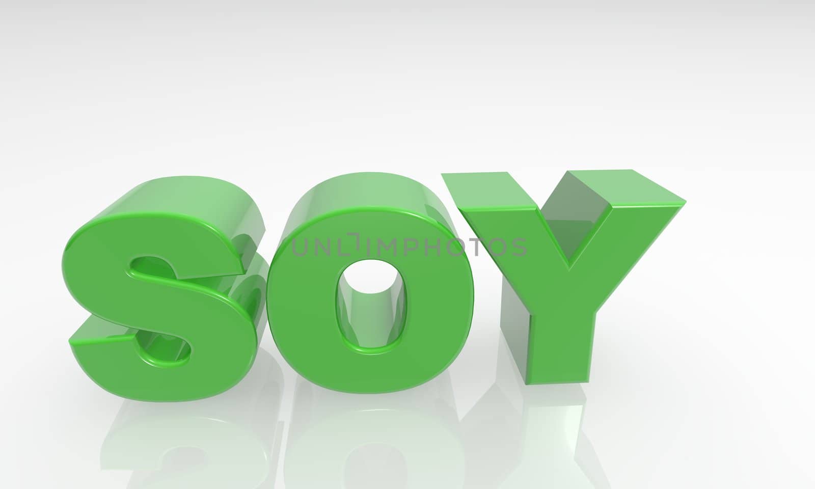 green 3d text that says soy on an isolated white background