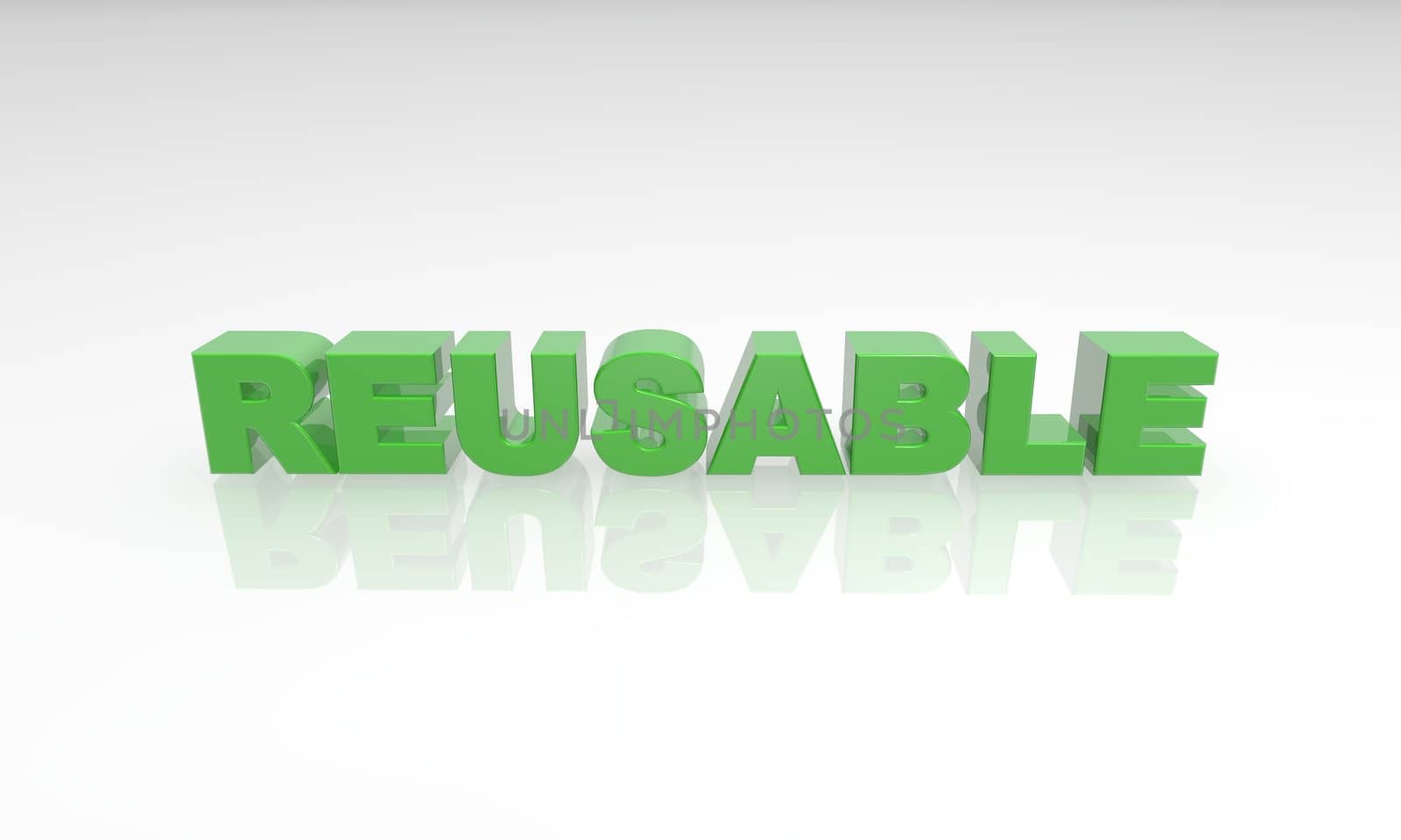 green reusable text on a white background