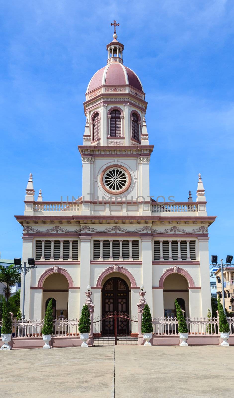 Santa Cruz Catholic Church in Bangkok, Thailand with Blue sky Background