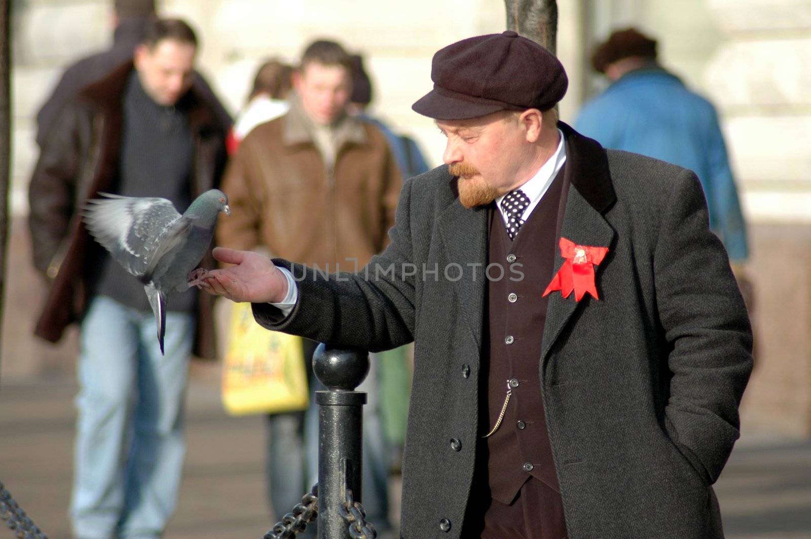 Moscow, Russia - April 2005. The actor as Lenin in performance on Red Square in Moscow.