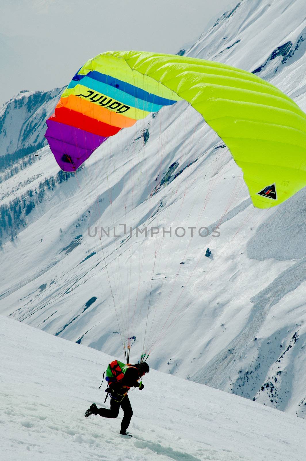 Sion, Switzerland - Paraplane in the Alpine mountains