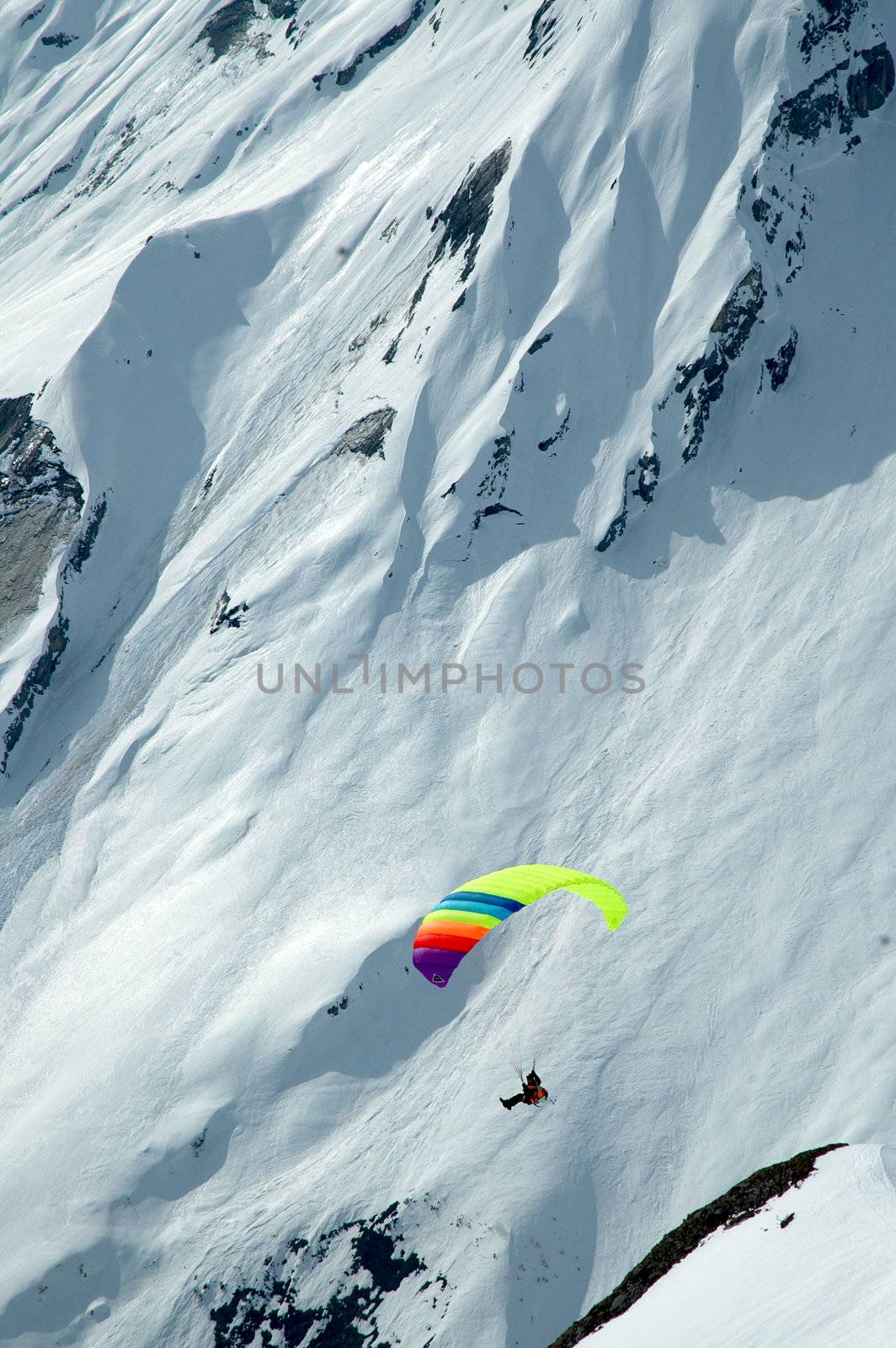 Sion, Switzerland - Paraplane in the Alpine mountains