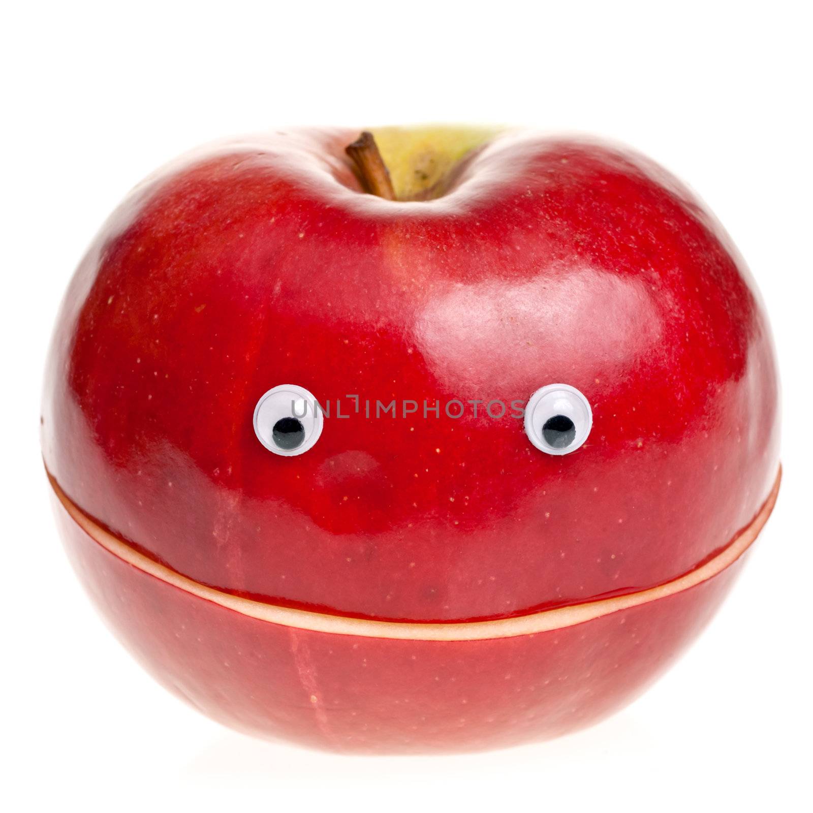 Funny fruit character Red Smiling Apple on white background