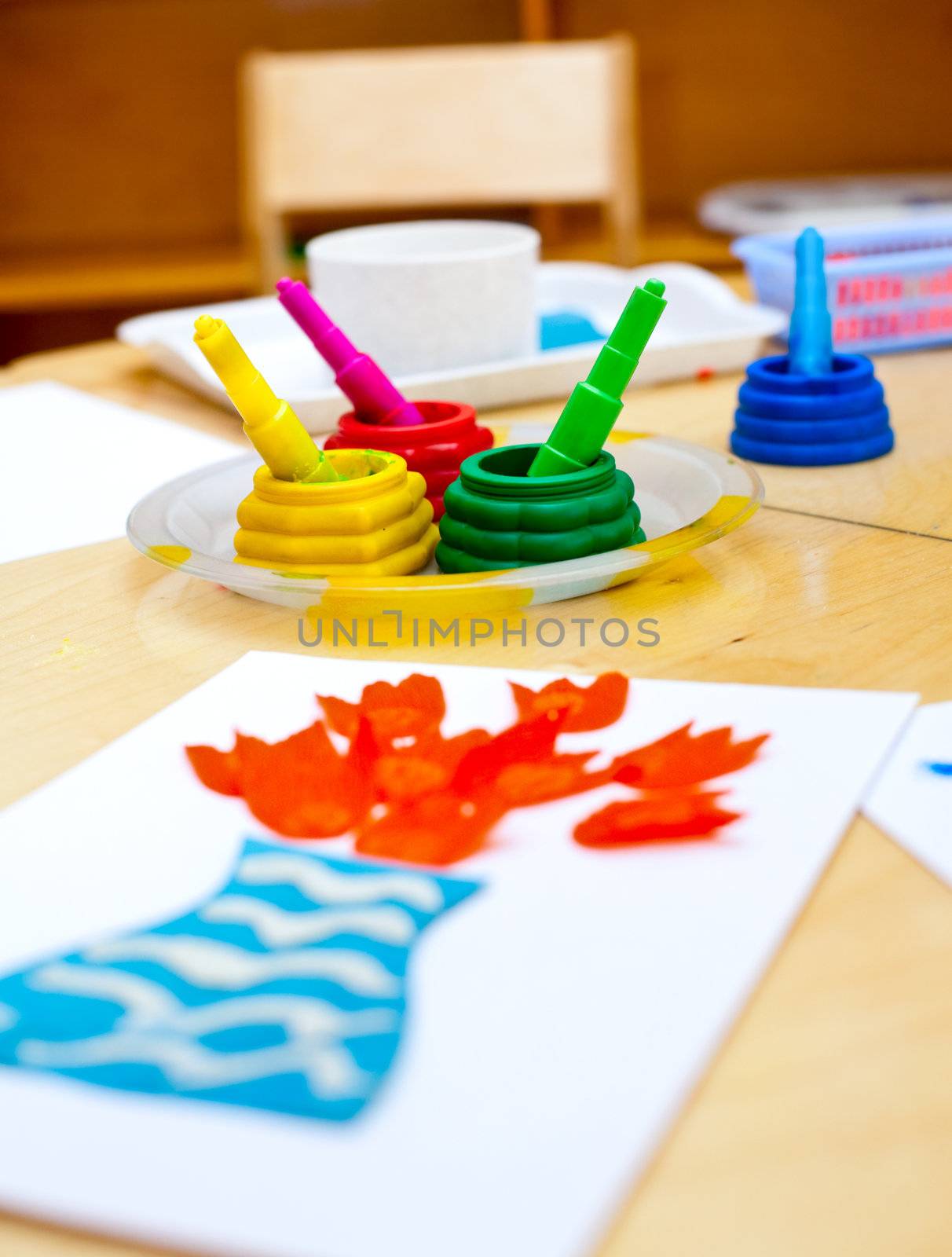 Children's art items on a table