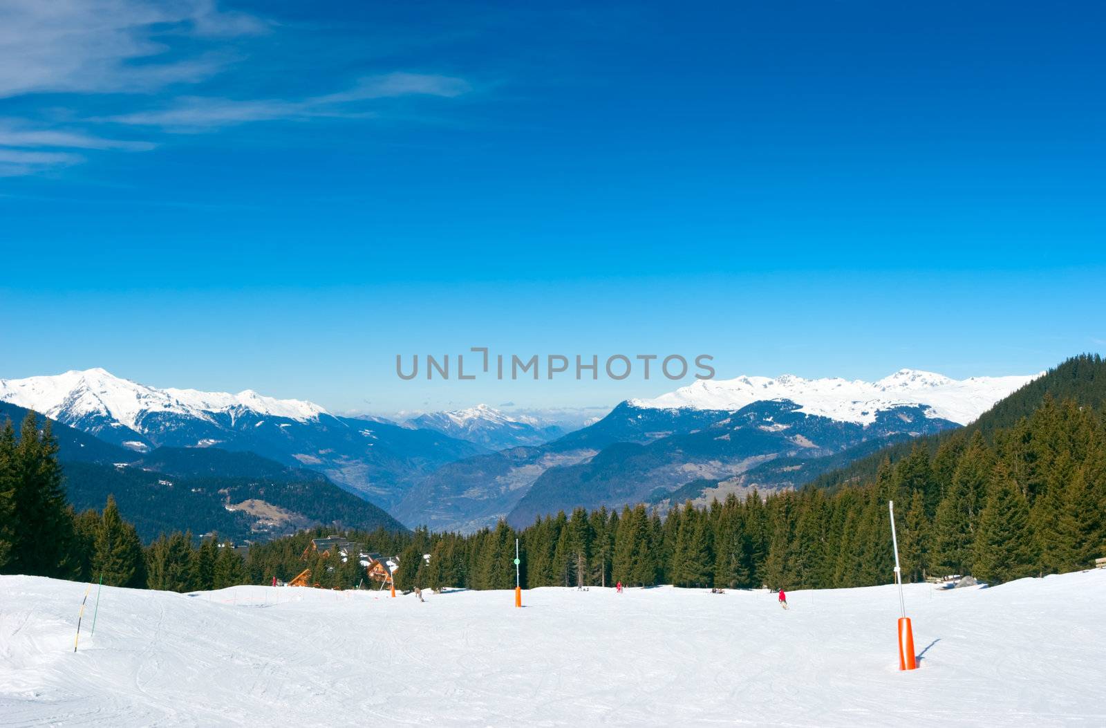 Piste at Alpine ski resort