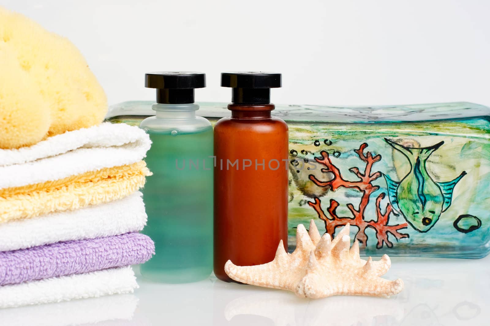 Collection of various spa or bath accessories