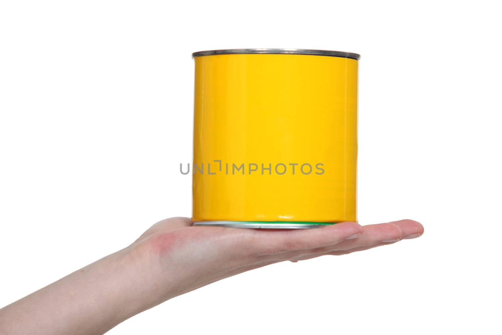 A can of yellow paint
