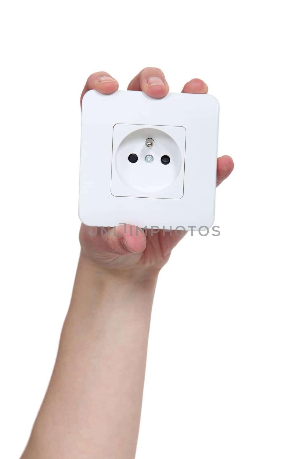 Hand holding electrical socket