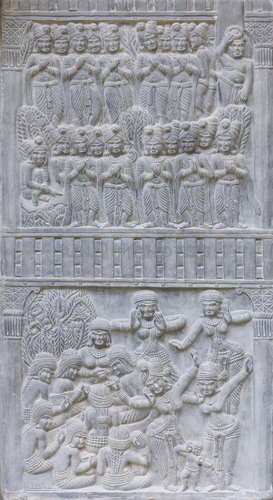 SURAT THANI, THAILAND - MARCH 17 : Ancient art on temple wall at Suanmokkh temple on March 17, 2012 in Surat Thani, Thailand.