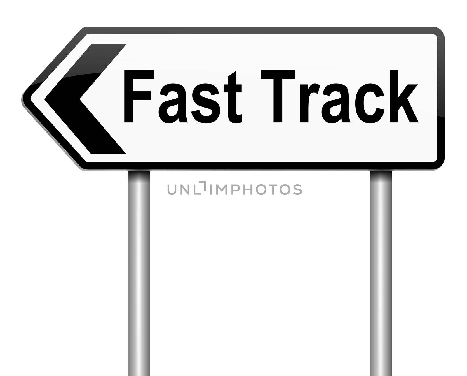 Illustration depicting a roadsign with a fast track concept. White background.