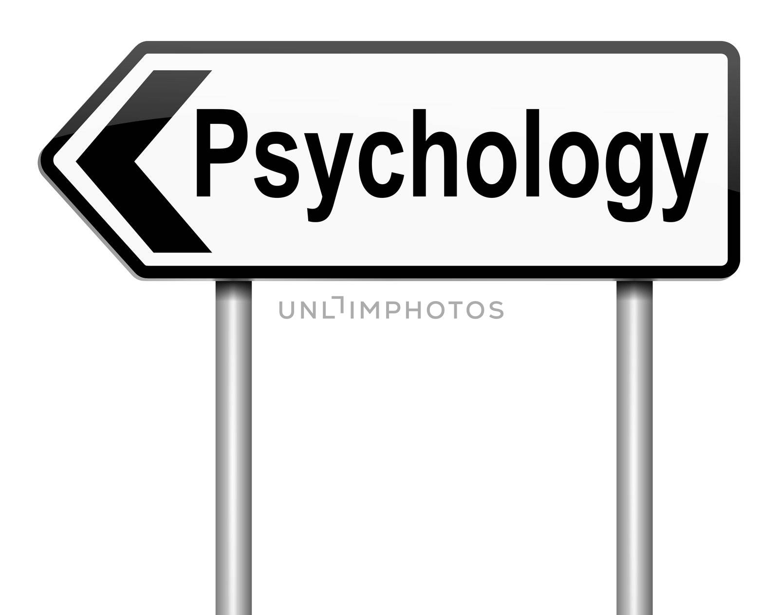 Illustration depicting a roadsign with a psychology concept. White background.