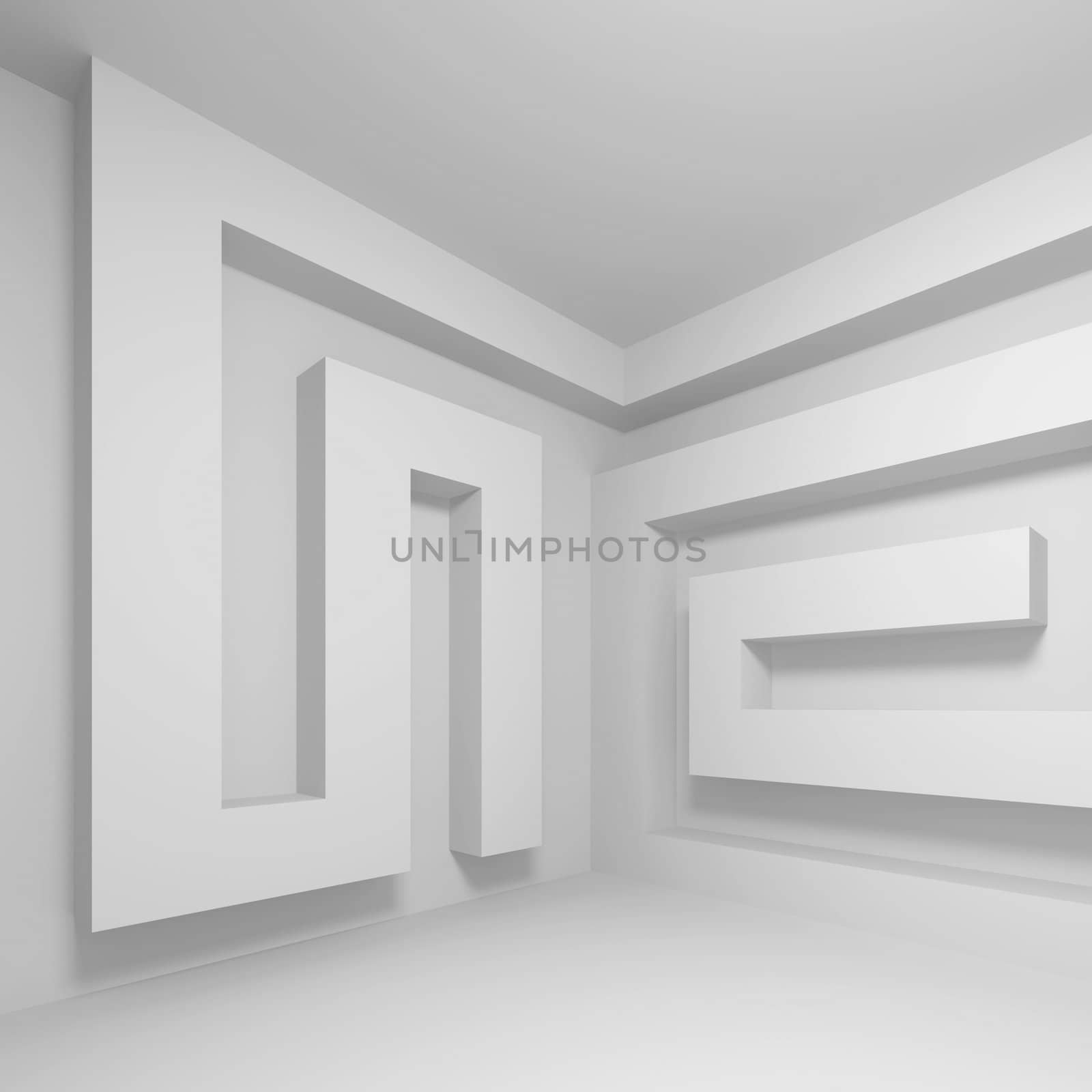 3d Illustration of White Modern Architecture Background