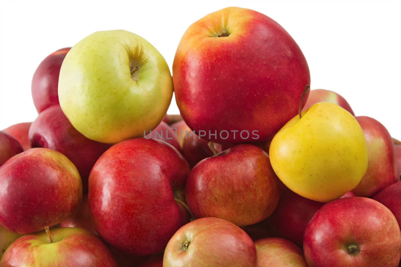 Ripe apples  on a white background