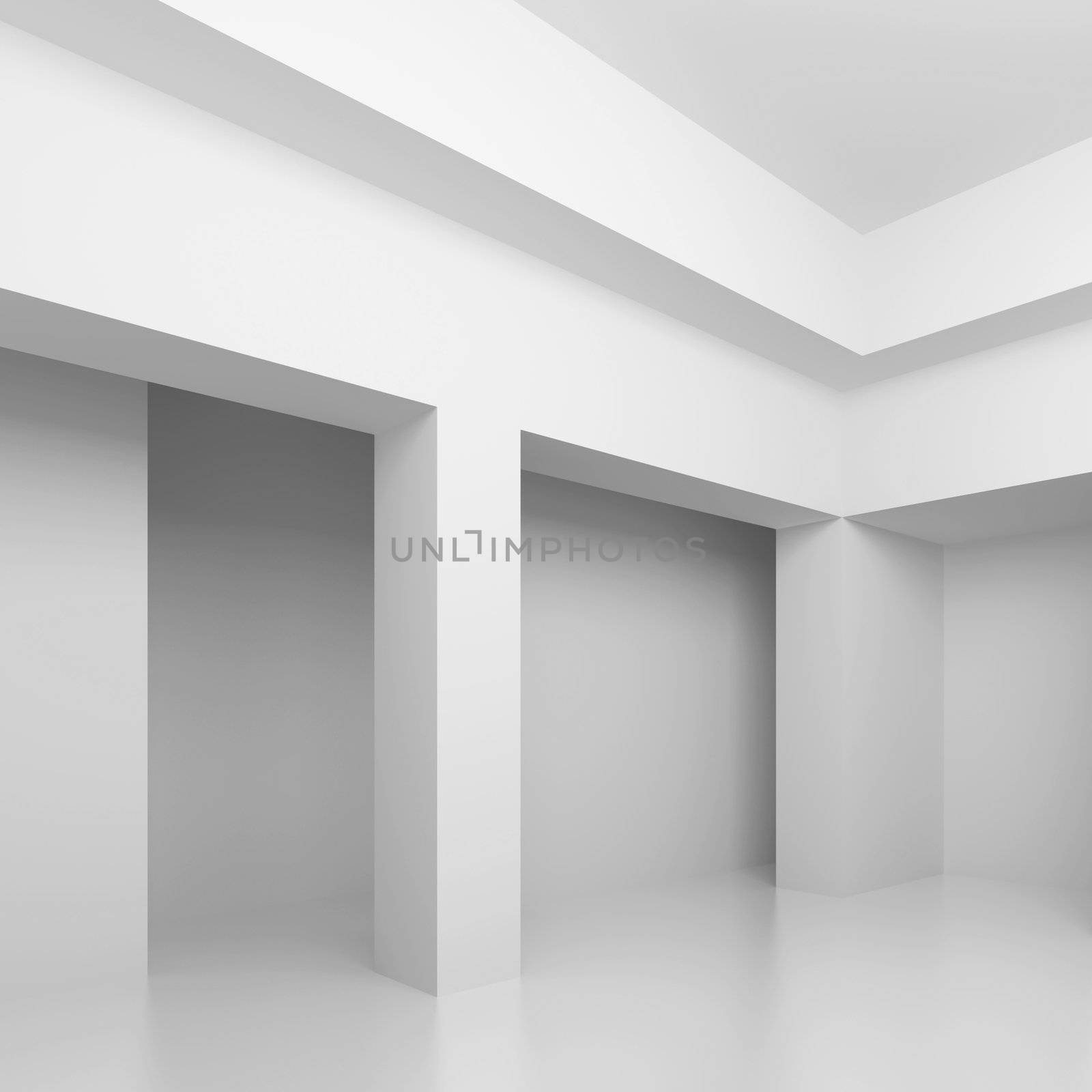 3d Illustration of White Modern Empty Room