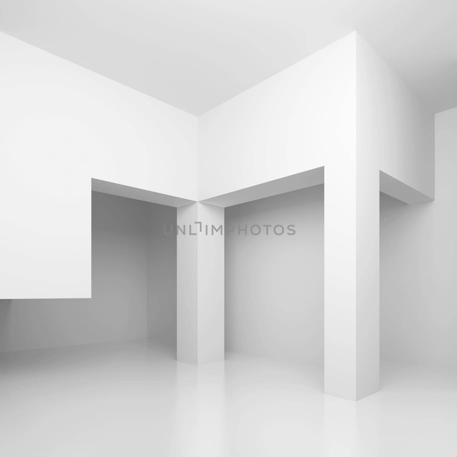 3d Illustration of White Abstract Architecture