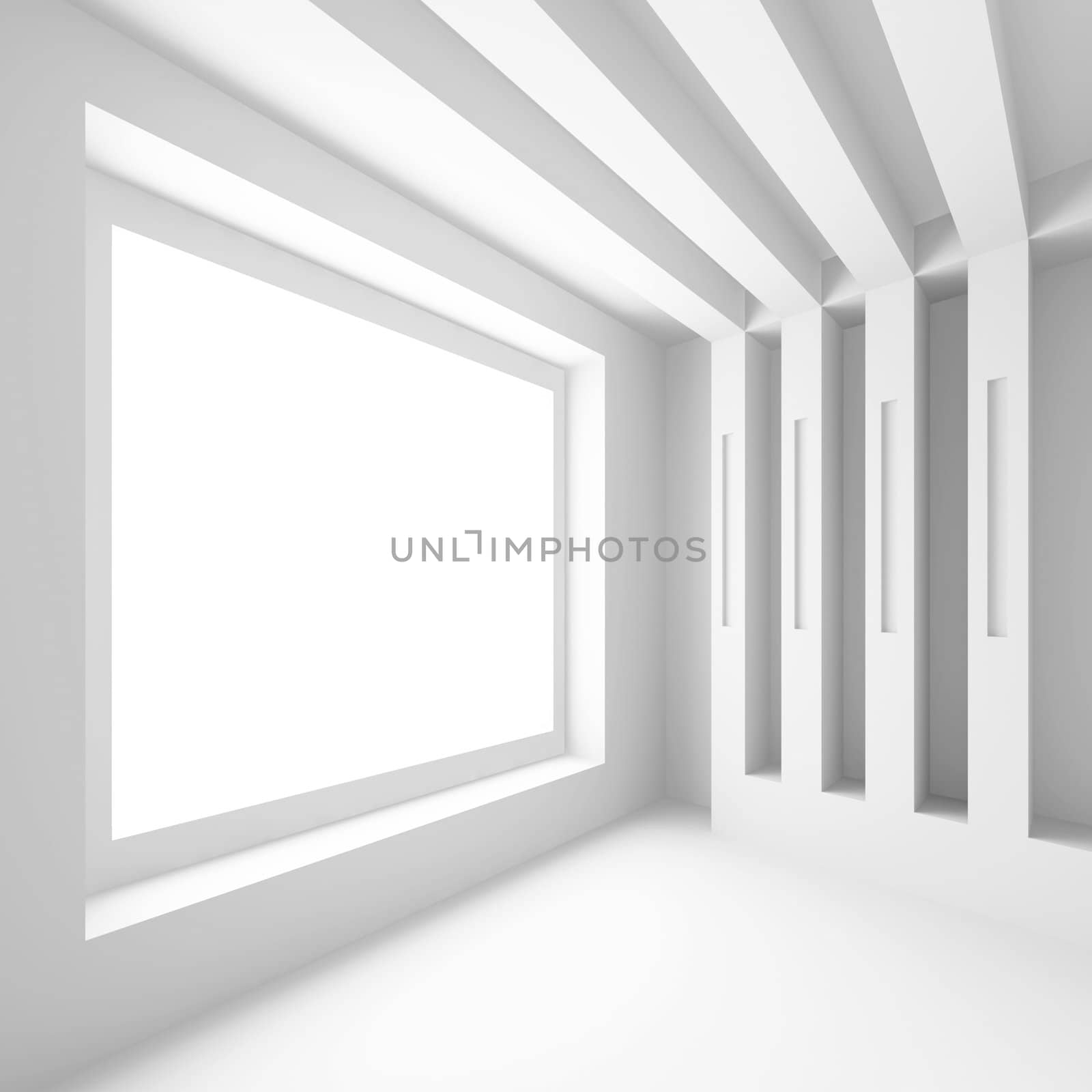 3d Illustration of White Modern Empty Room