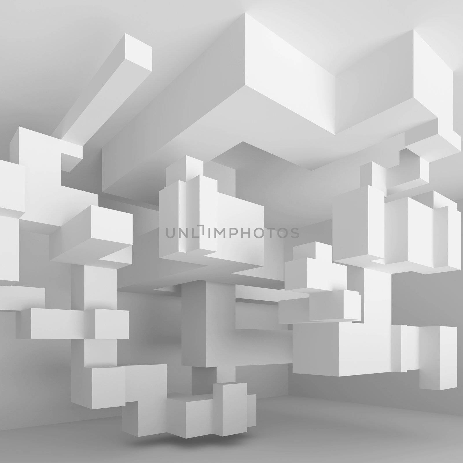 3d Illustration of White Abstract Industrial Background