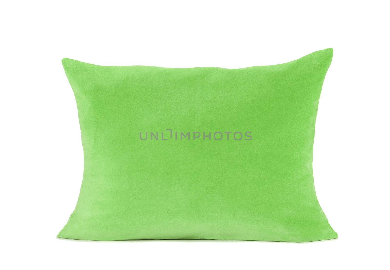 bright green pillow isolated on white
