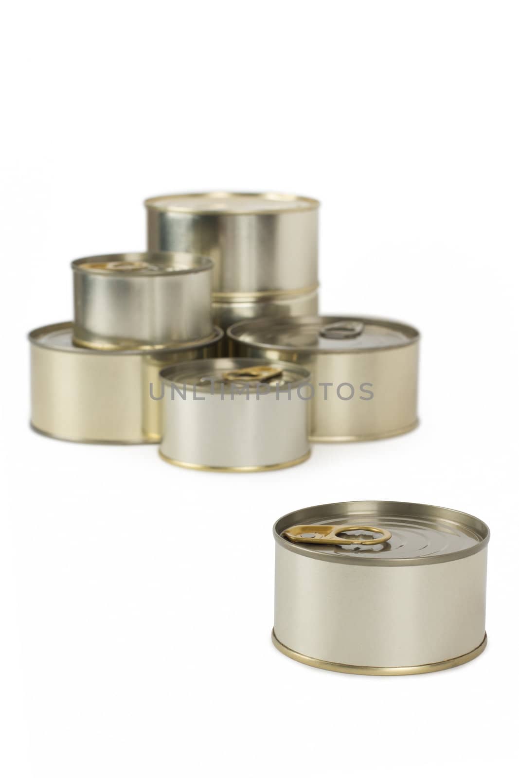 Tin cans isolated on white