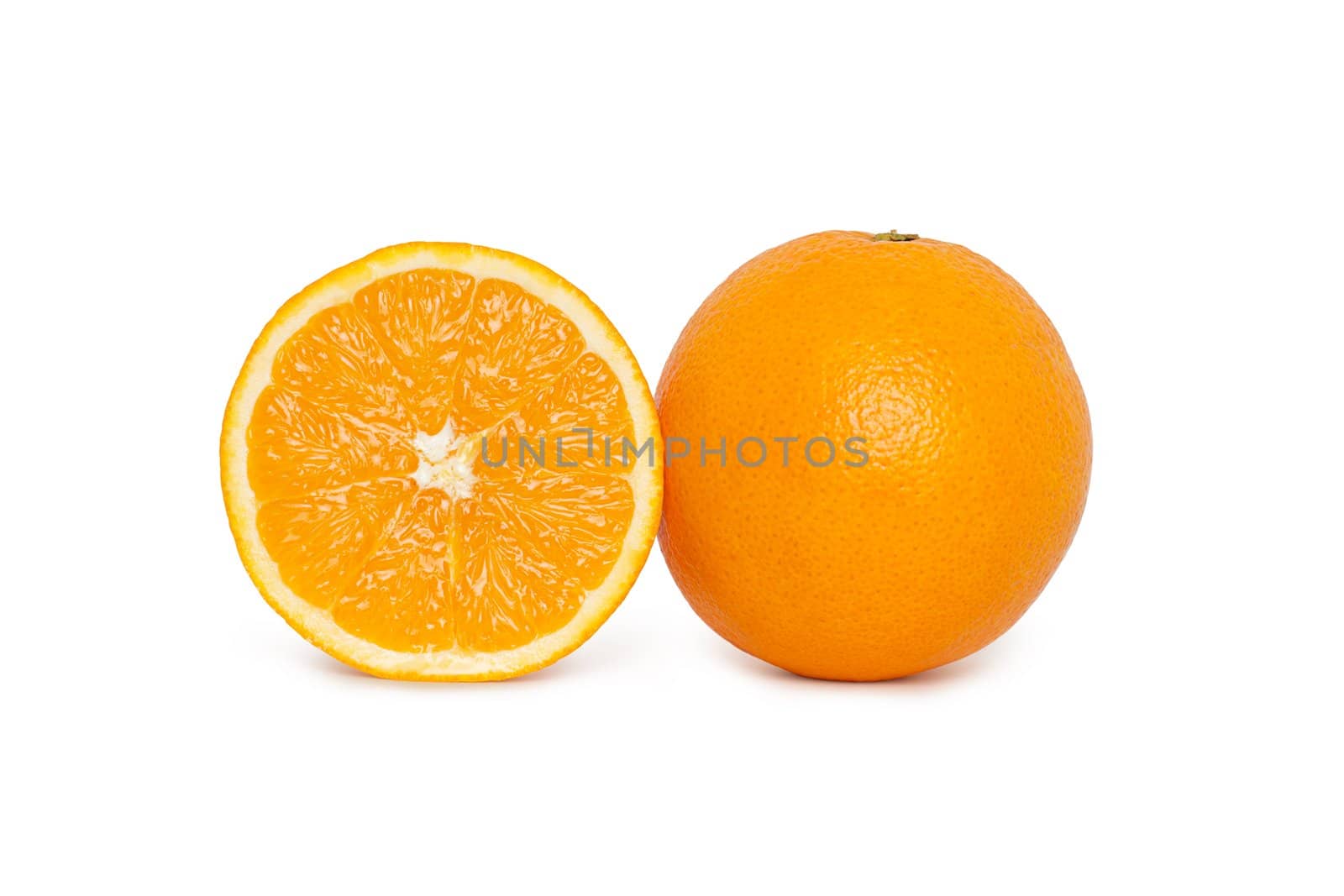 Sliced orange fruit isolated on white background