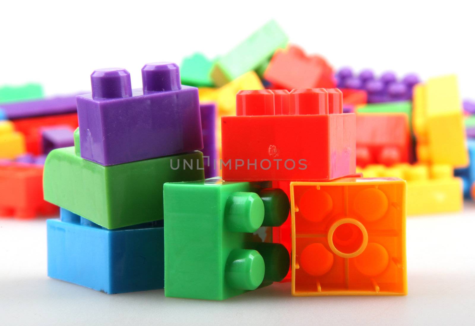 Plastic building blocks.