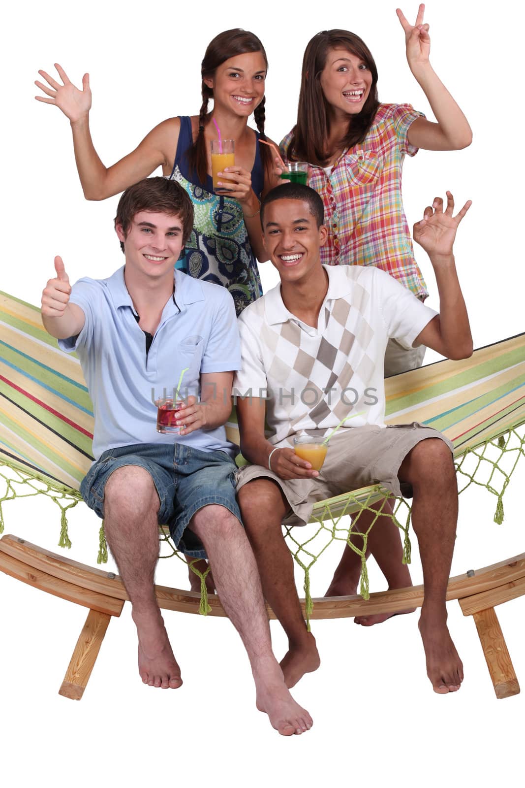 Friends in a hammock