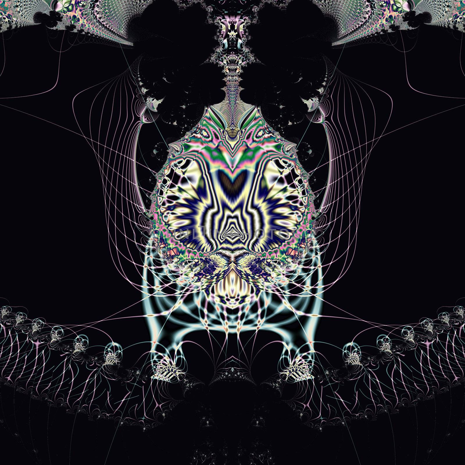 Elegant fractal design, abstract art, black magic