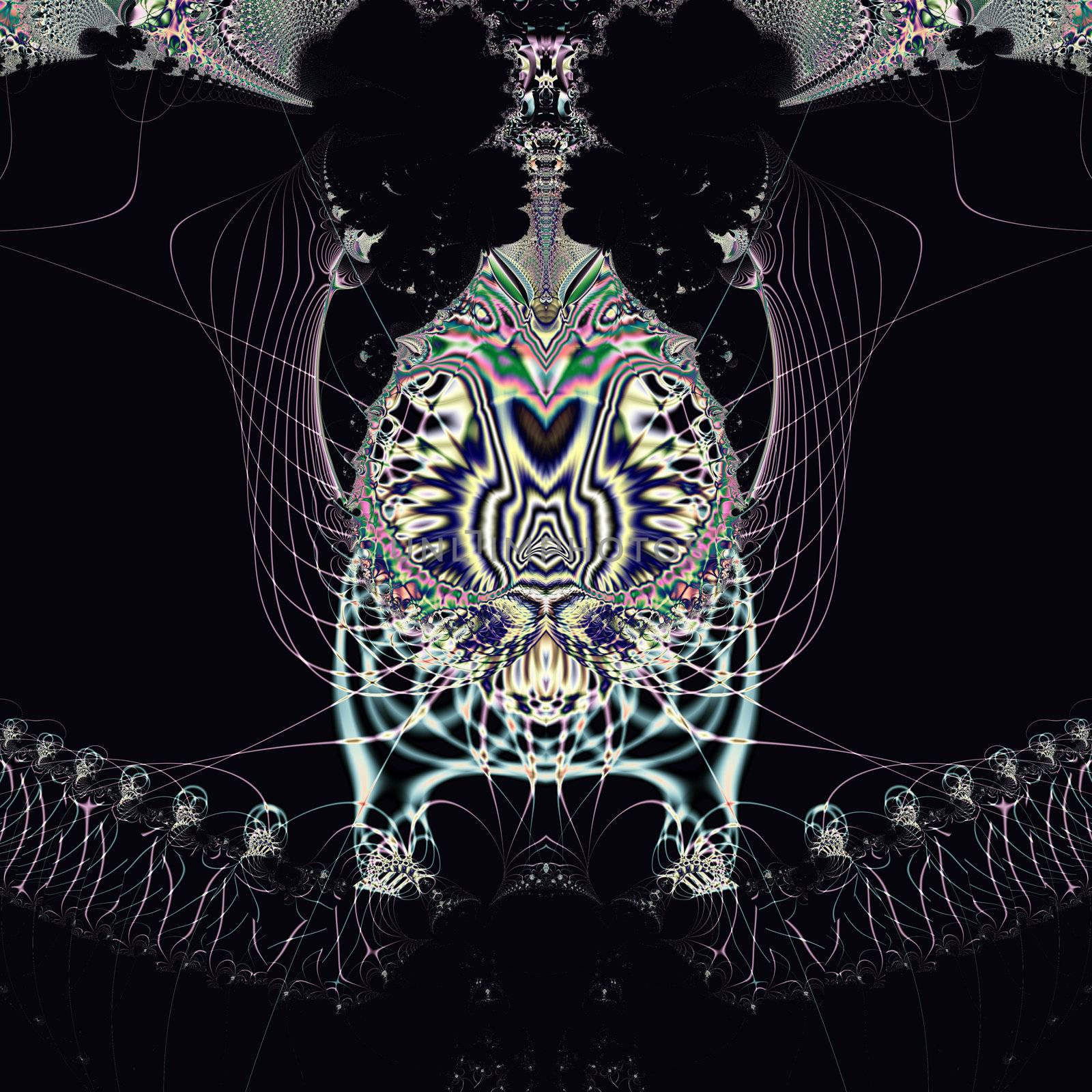 Elegant fractal design, abstract art, black magic