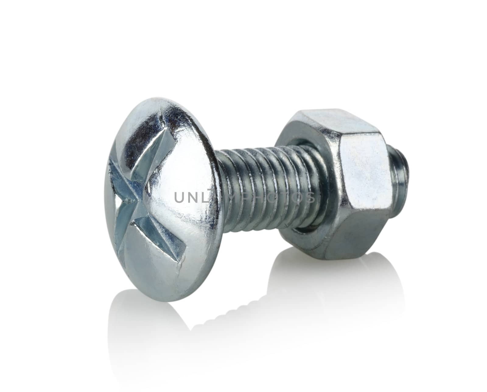 Screw and nut isolated on a white background