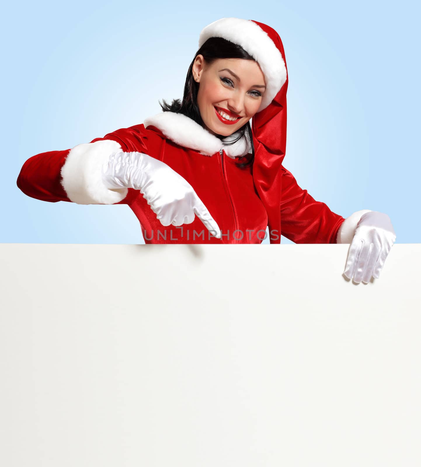 santa girl with a blank banner by sergey_nivens