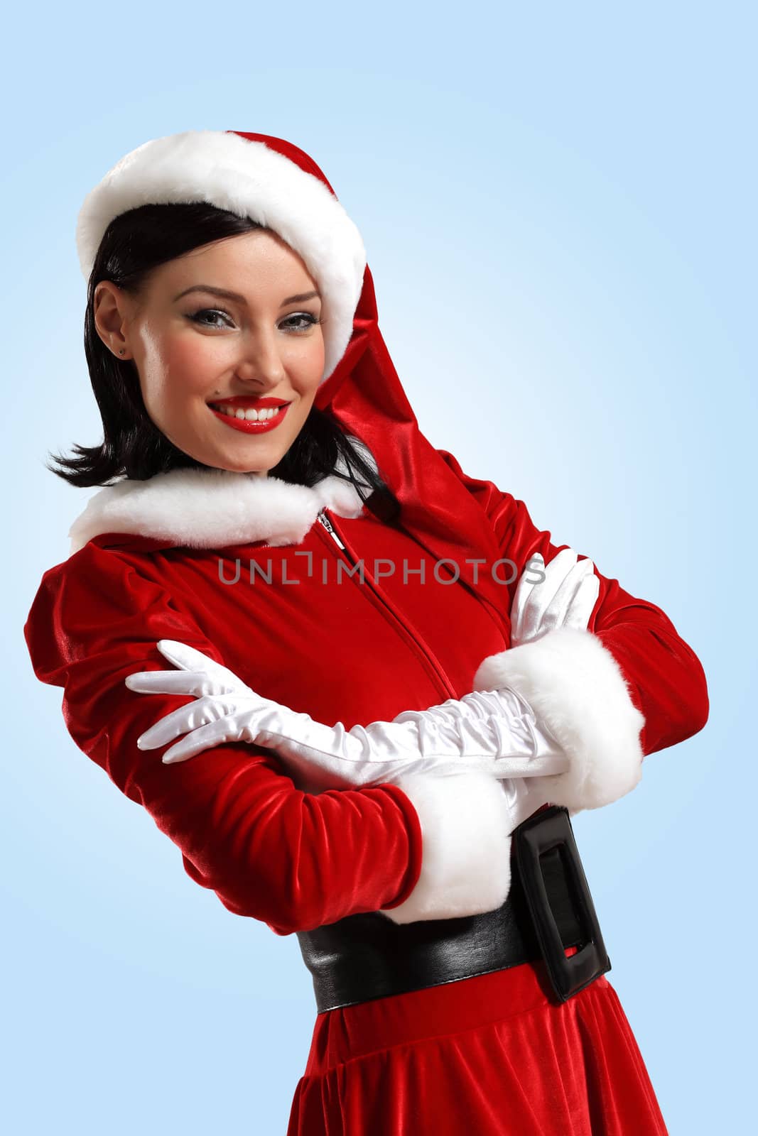 Attracive girl in santa clothes by sergey_nivens