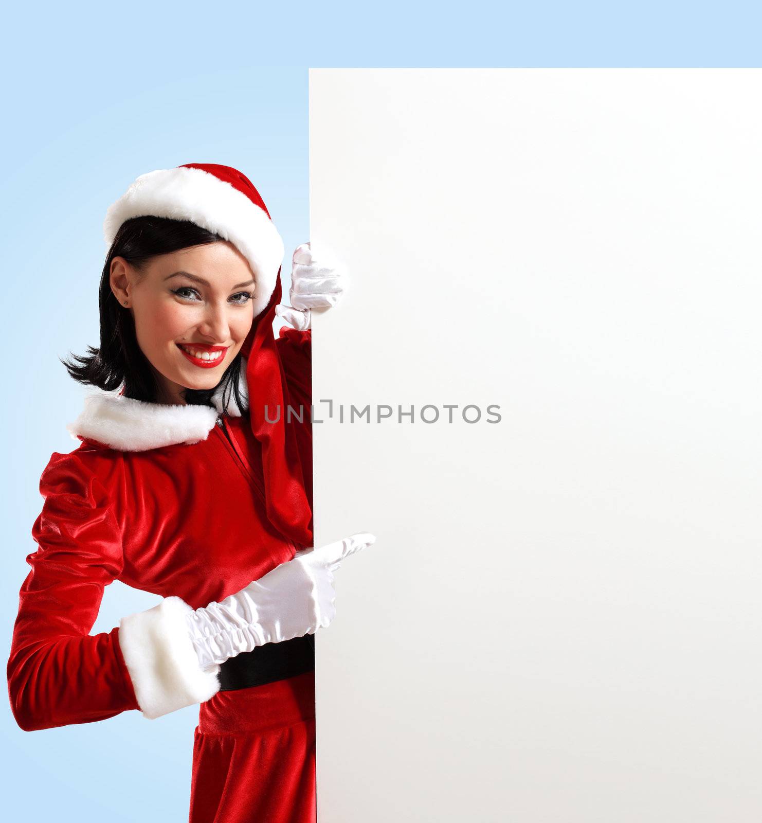 santa girl with a blank banner by sergey_nivens