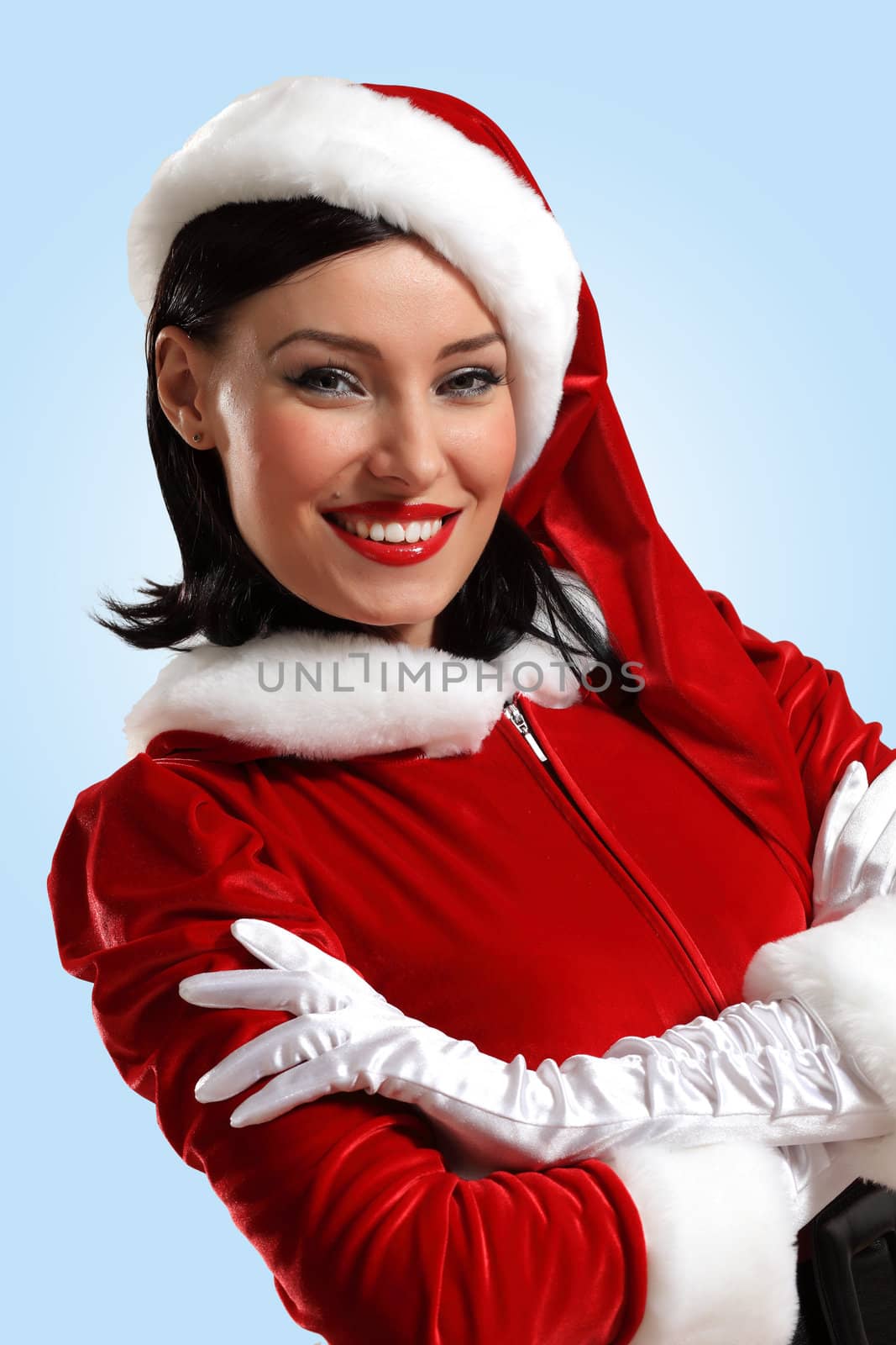 Attracive girl in santa clothes by sergey_nivens