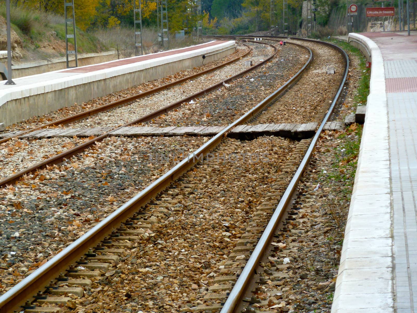 curved train tracks as a background