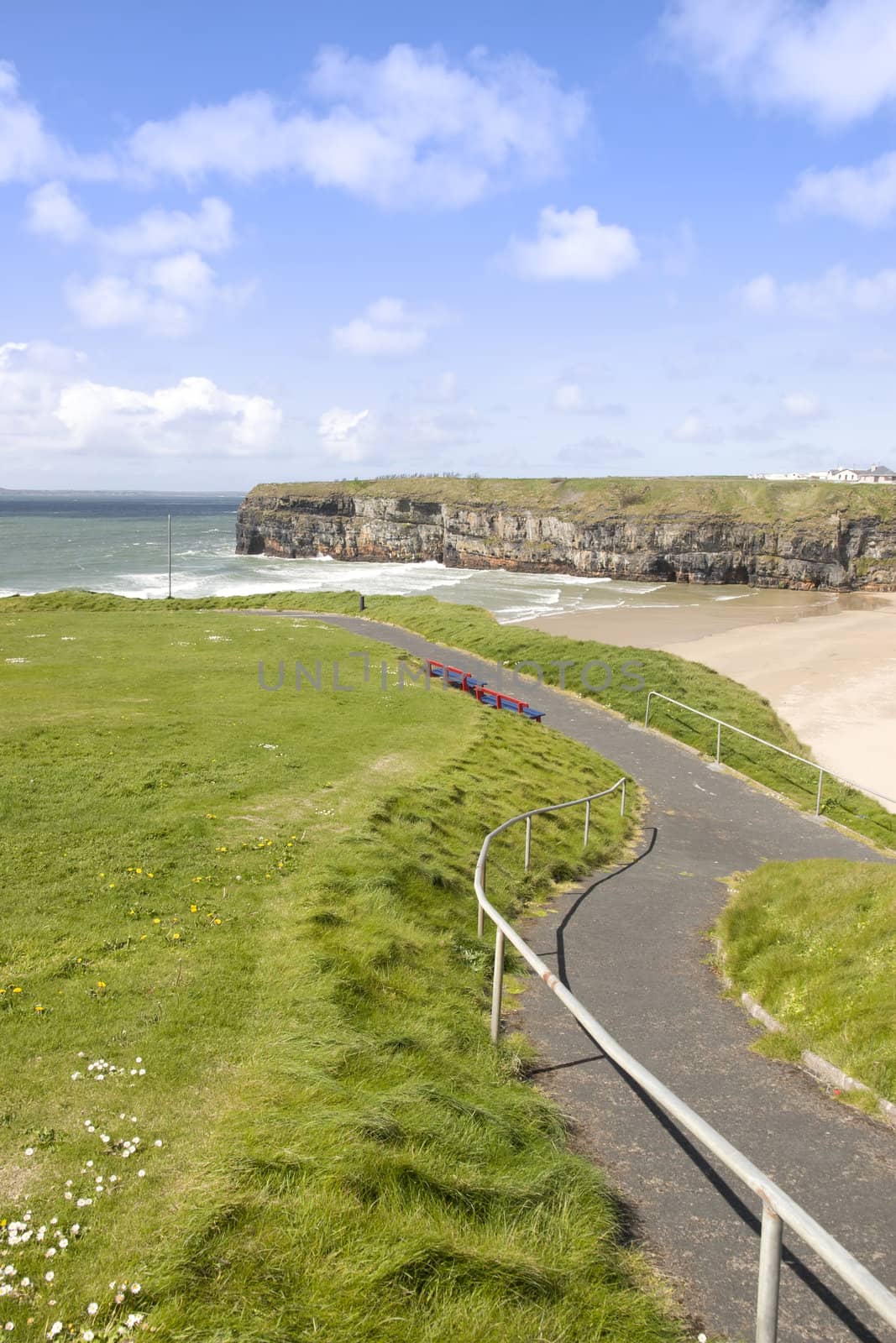 cliff walk view of beach and cliffs in Ballybunion by morrbyte