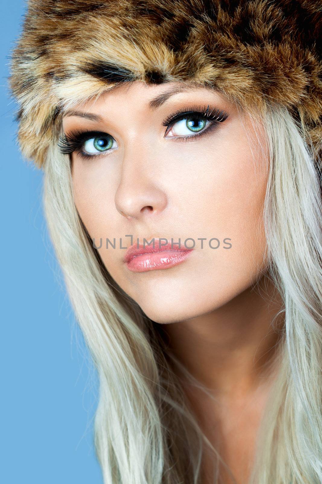 Blonde with a furry hat  by oneinamillion