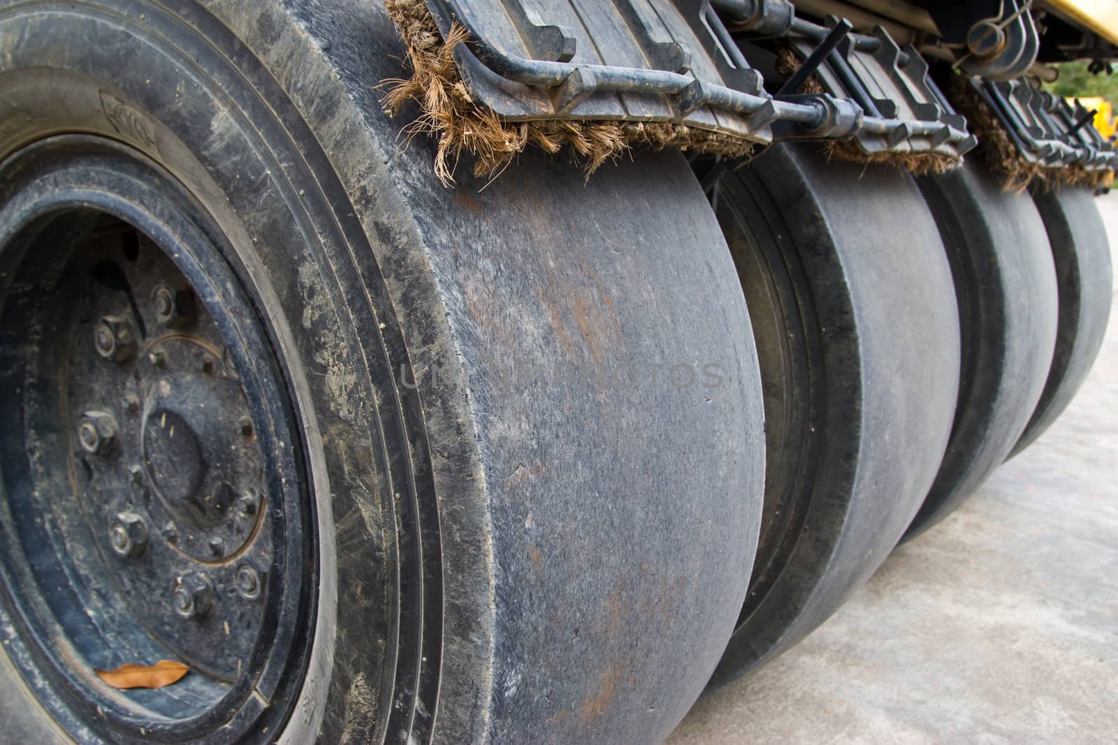 road roller at a road construction site